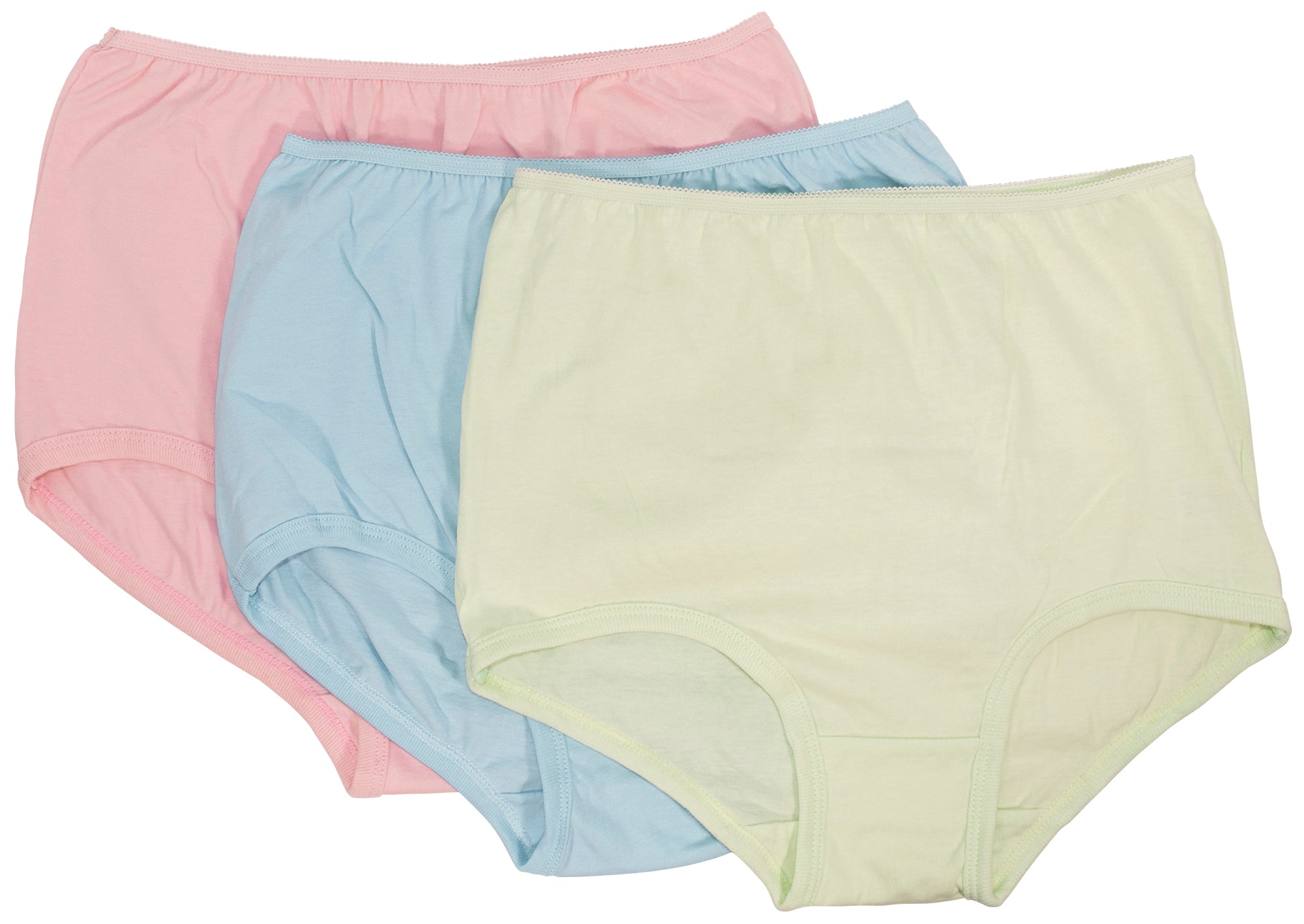 100% Cotton Cuff Leg Panty, Three Pack with Pink, Blue, and Mint (118)