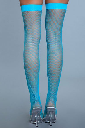 Selma Solid Band Fishnet Thigh Highs