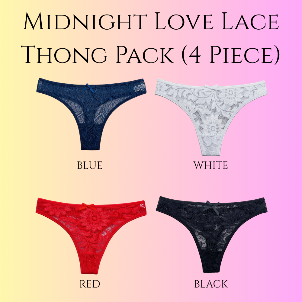 Midnight Love Lace Thong Pack (4 Piece)