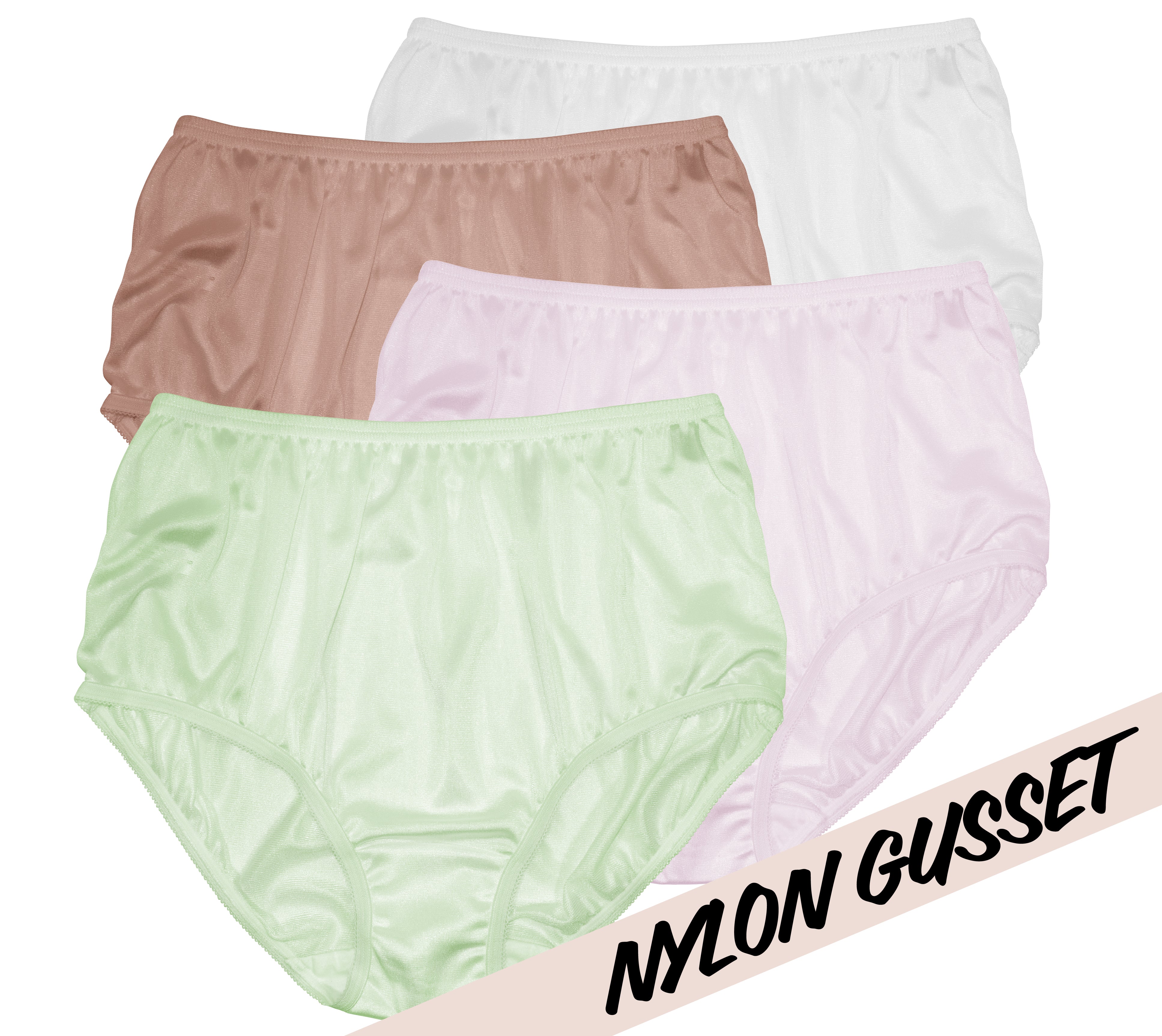 NYLON GUSSET Plain Jane/331 4 Pack: Mocha/Seafoam/White/Lilac