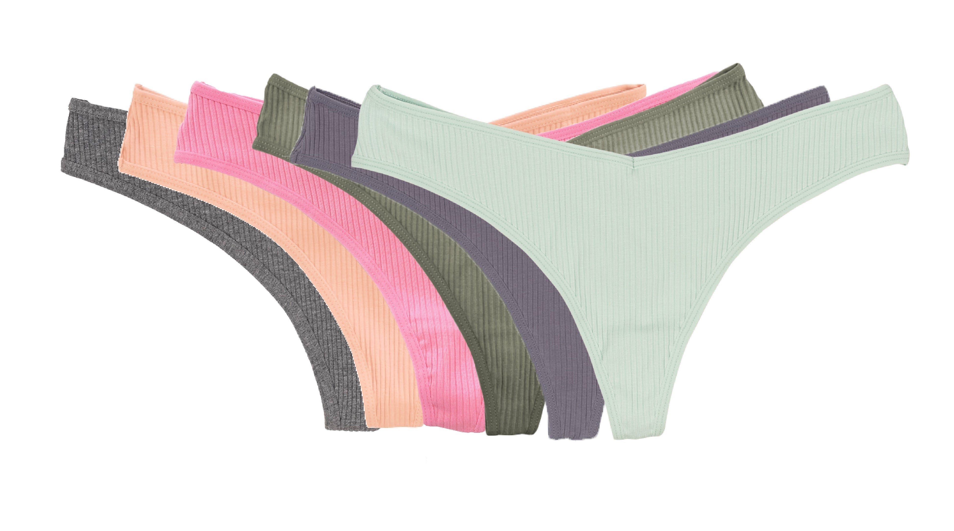 Cotton Rib Thong Surprise 6 Pack, XS-2X
