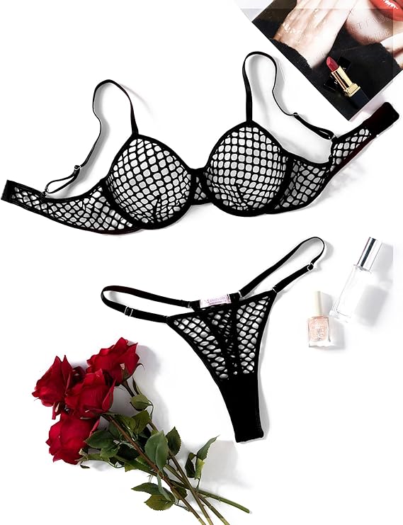 Midnight Temptation Fishnet Lingerie Set