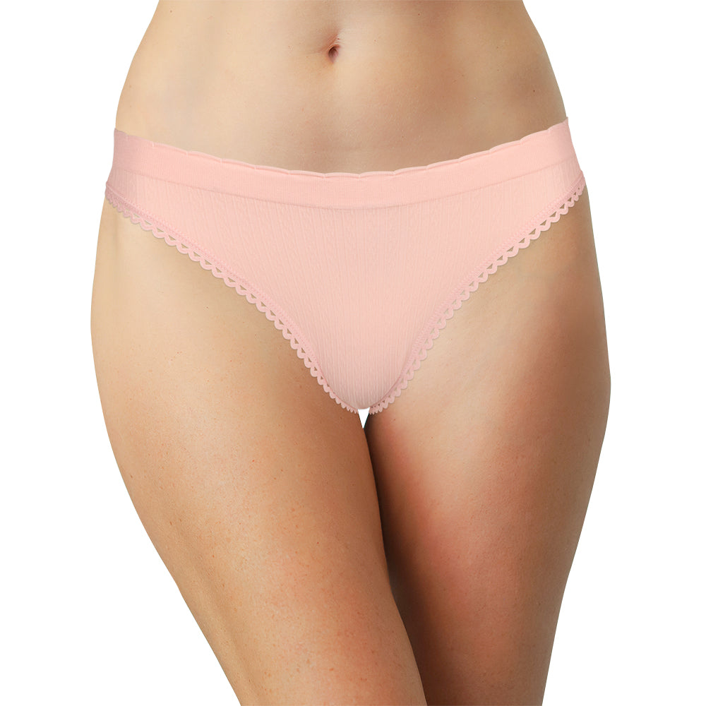 Seamless Textured Bikini with Picot Trim