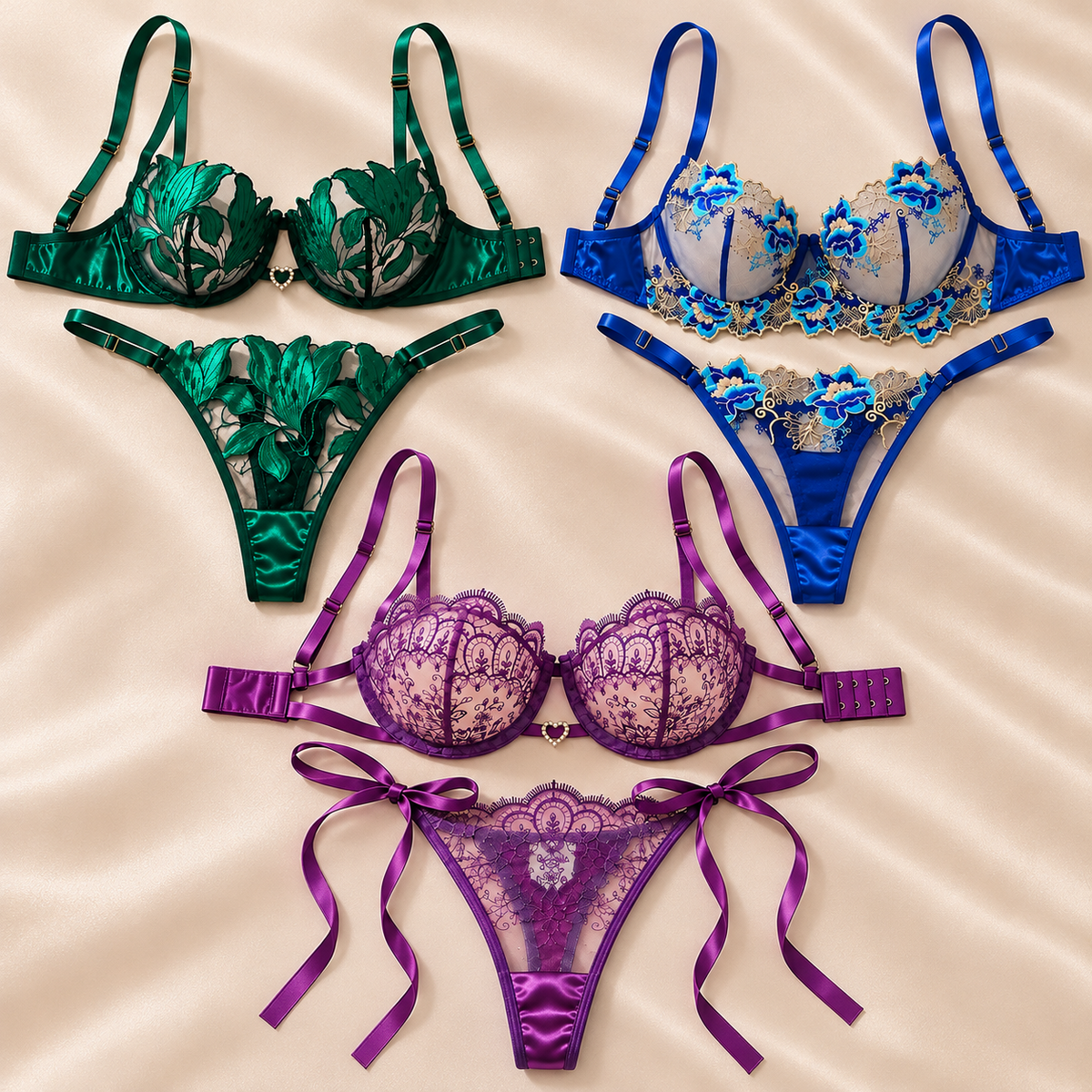 The Triple Temptation - 3 Bra & Panty Set Bundle