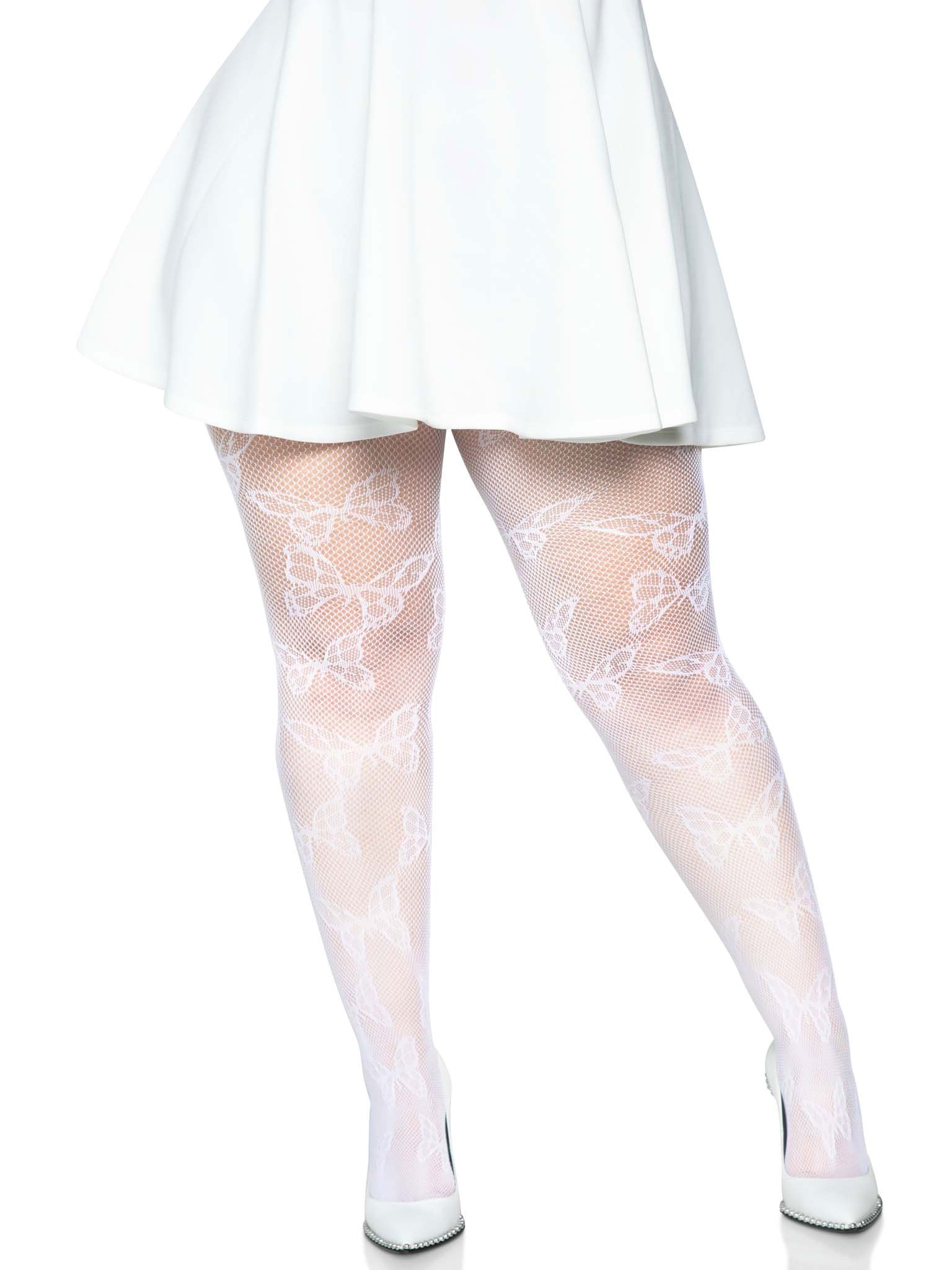 "Butterfly Net Tights - 1x/2x - White LA-1412XWHT1X2"