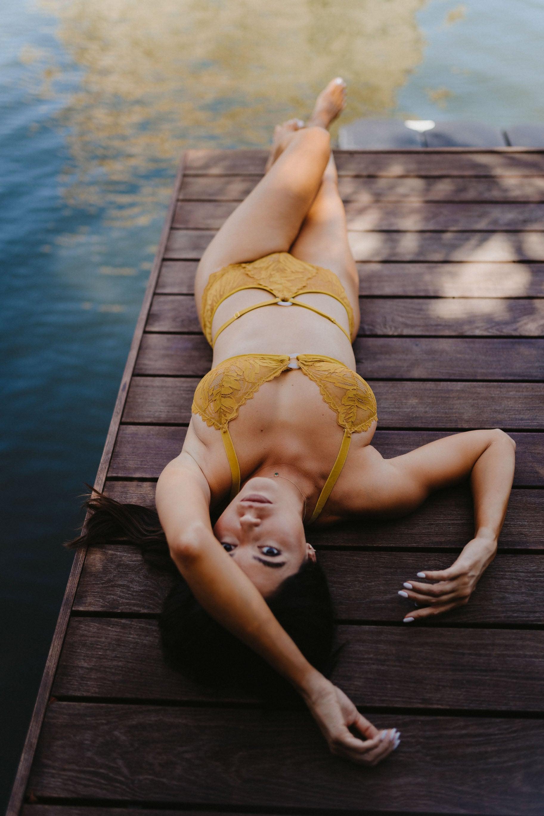 Atlantis Sun Coral Lace and Mother of Pearl Ring Bralette