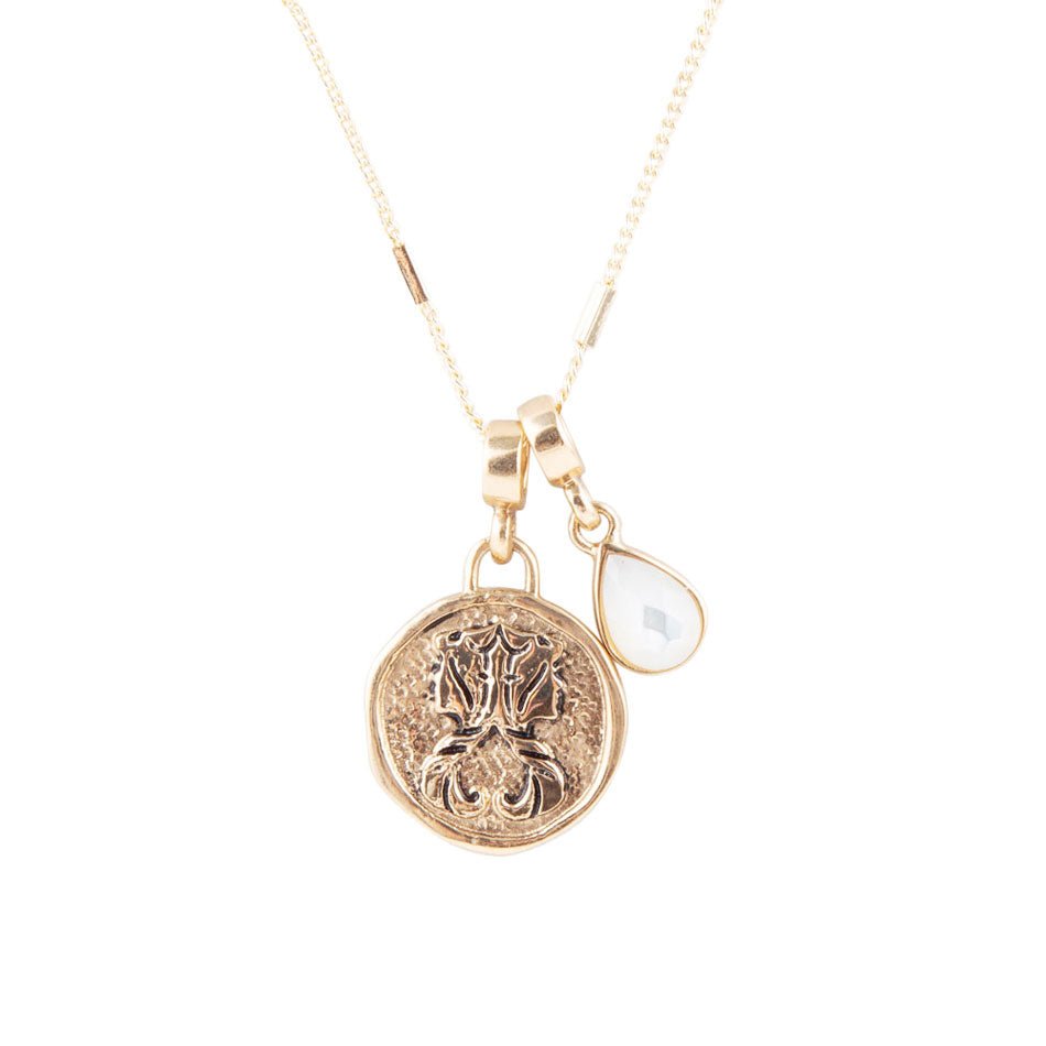 Gemini - Zodiac White Mother of Pearl Golden Charm Necklace