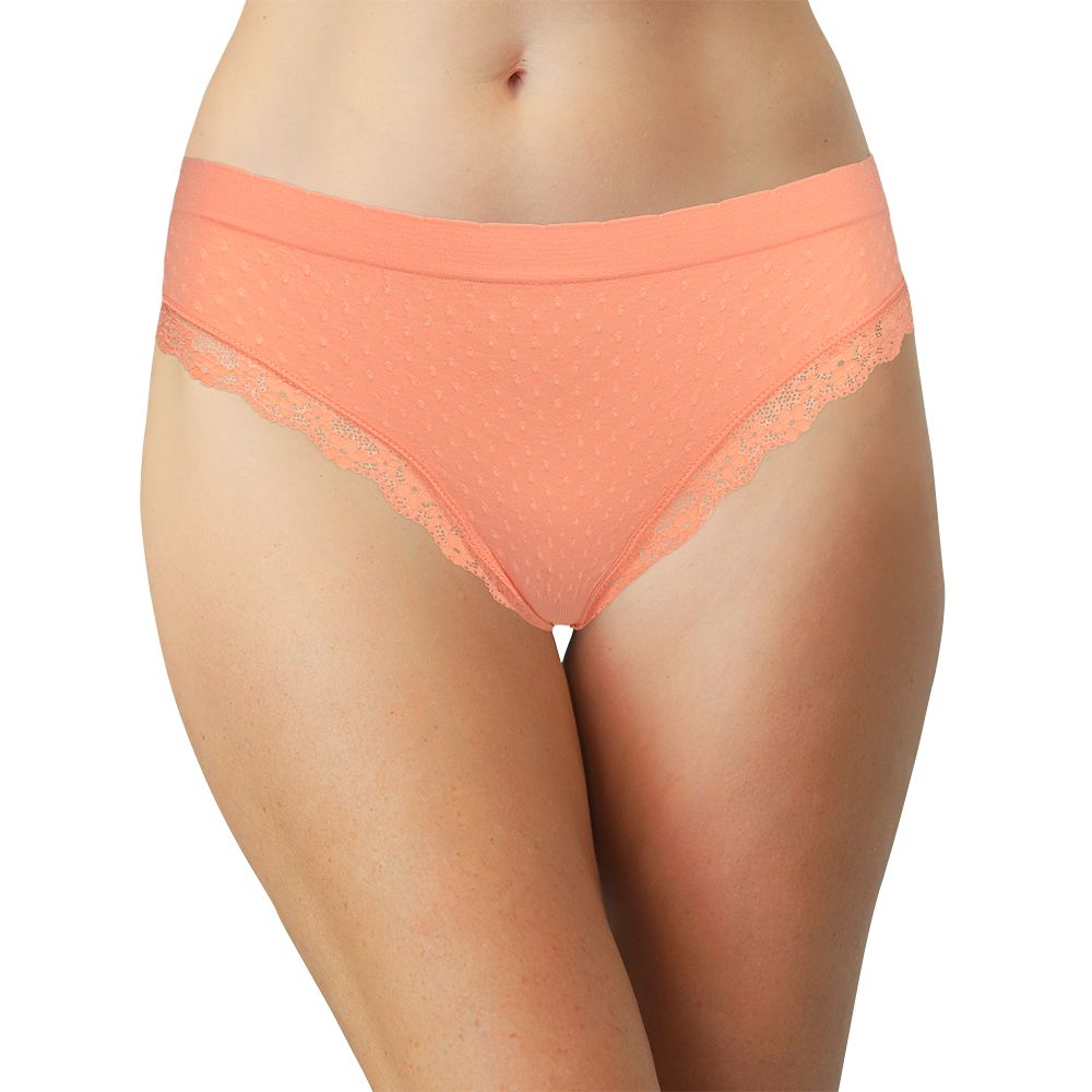 Scalloped Dot and Lace Seamless Tag Free Thong