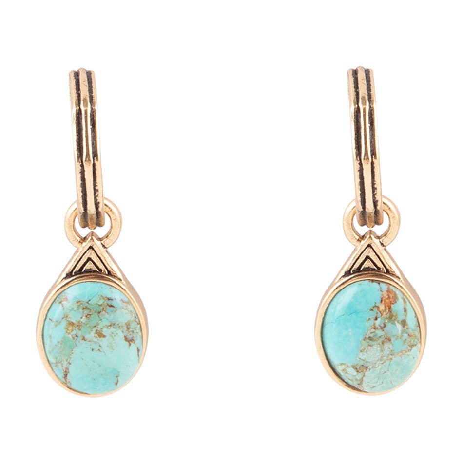 Nova Half-Hoop Blue Turquoise and Golden Earrings