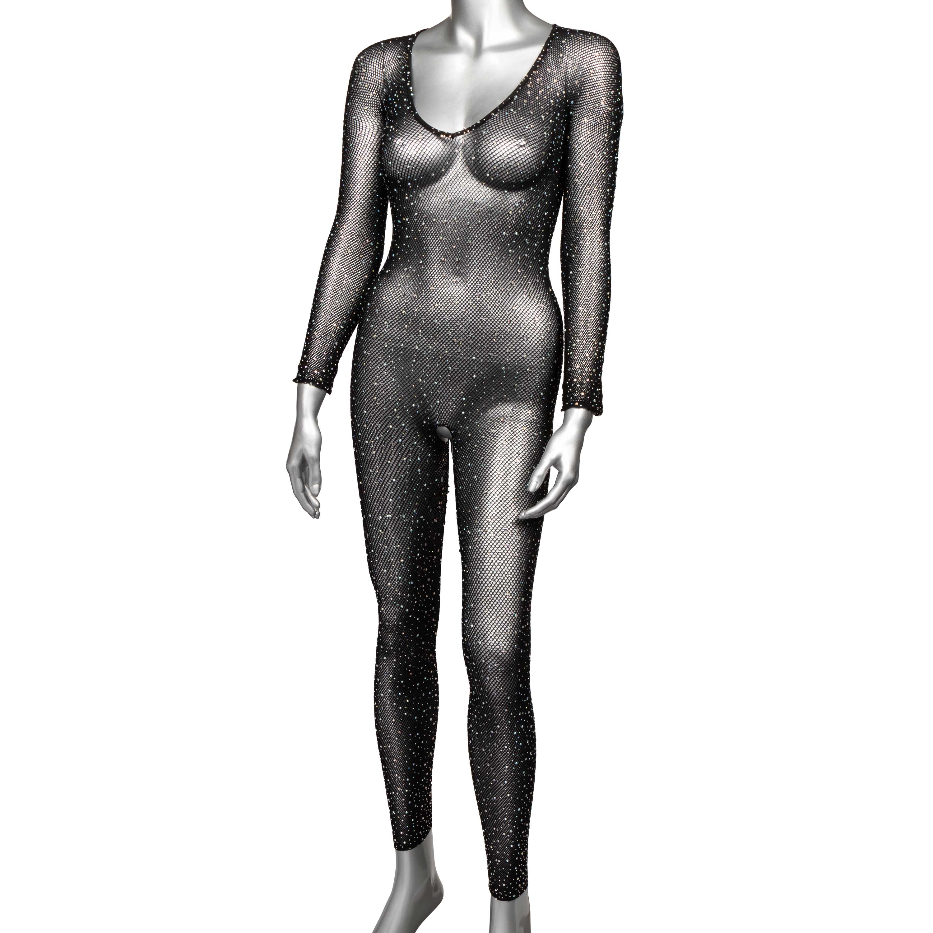 "Radiance Crotchless Full Body Suit - Queen - Black SE3002363"