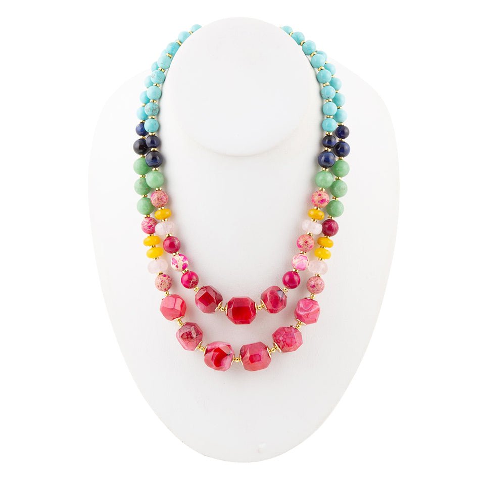 Colorful Serape Multi Stone Statement Necklace