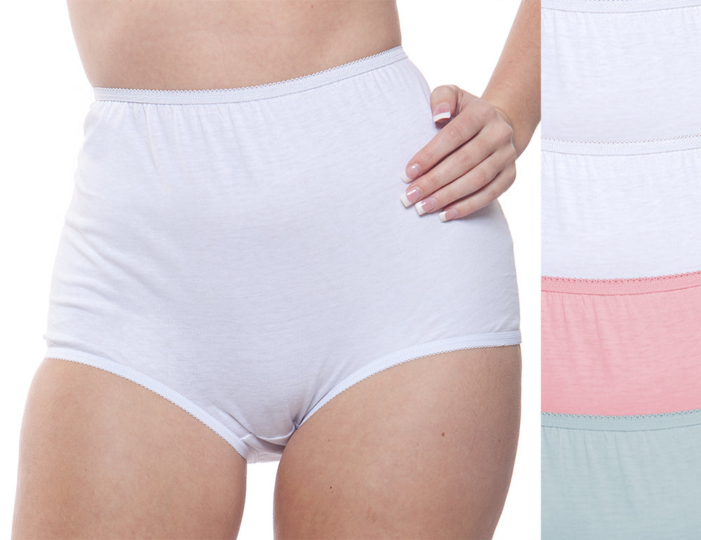 Full Coverage, Elastic Leg, Cotton Brief, Assorted Color 4 Pack (Style 122)