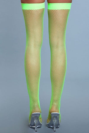Selma Solid Band Fishnet Thigh Highs