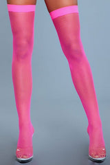 Selma Solid Band Fishnet Thigh Highs