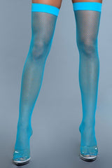 Selma Solid Band Fishnet Thigh Highs