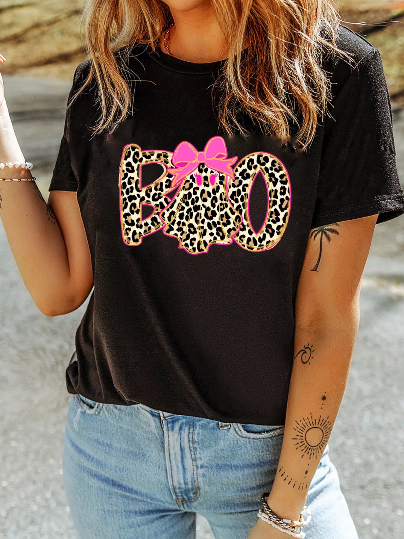 Halloween Ghost Boo Graphic Round Neck T Shirt – Luv Livia