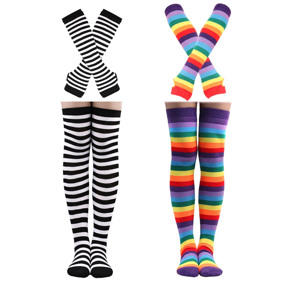 Scene Queen™ Striped Knee-High Sock & Arm Warmer Sets — 4 Pair