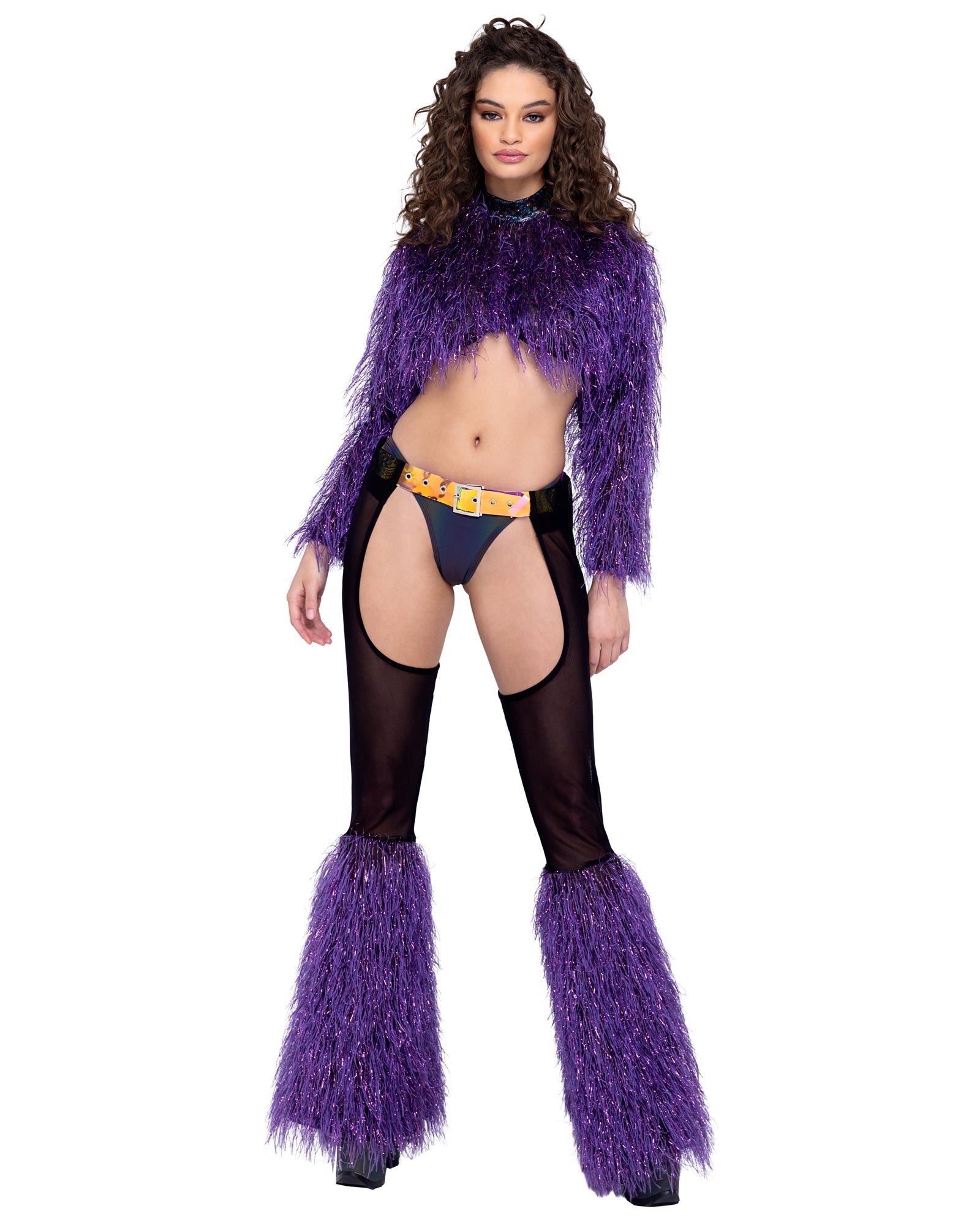 long-sleeved-faux-fur-cropped-top