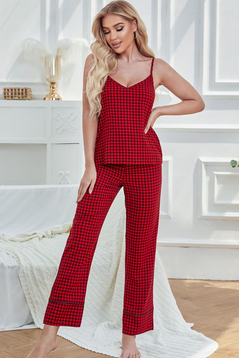 Adriana V-Neck Cami and Tied Pants Lounge Set