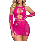 Starlight Seduction Rhinestone Fishnet Teddy
