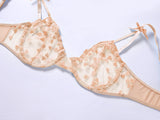 Golden Whisper Embroidered Lingerie Set