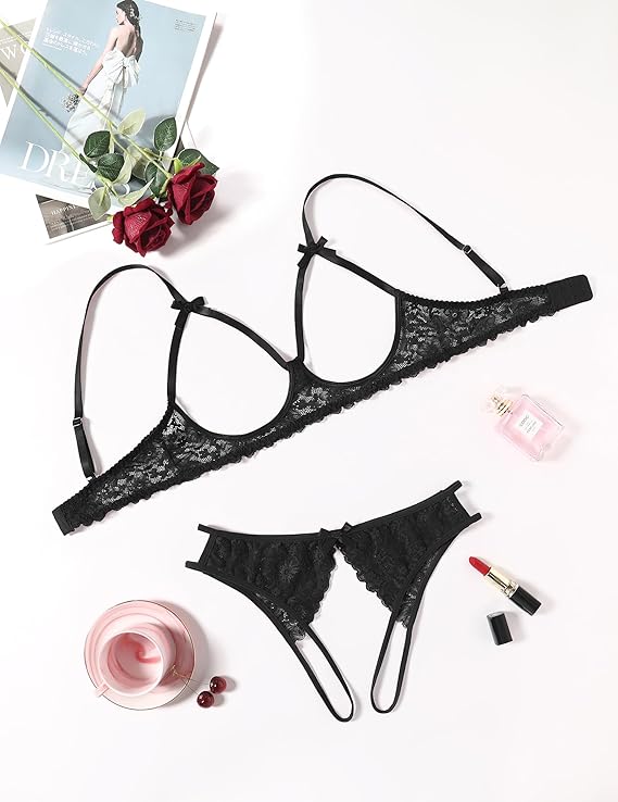 Forbidden Desire Cutout Lace Lingerie Set