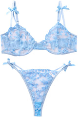 Golden Whisper Embroidered Lingerie Set