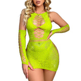 Starlight Seduction Rhinestone Fishnet Teddy