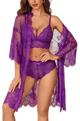 Midnight Romance Lace Robe 3 Piece Set