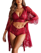 Midnight Romance Lace Robe 3 Piece Set