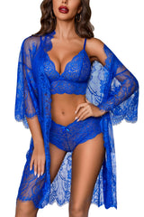 Midnight Romance Lace Robe 3 Piece Set