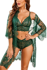 Midnight Romance Lace Robe 3 Piece Set