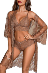 Midnight Romance Lace Robe 3 Piece Set