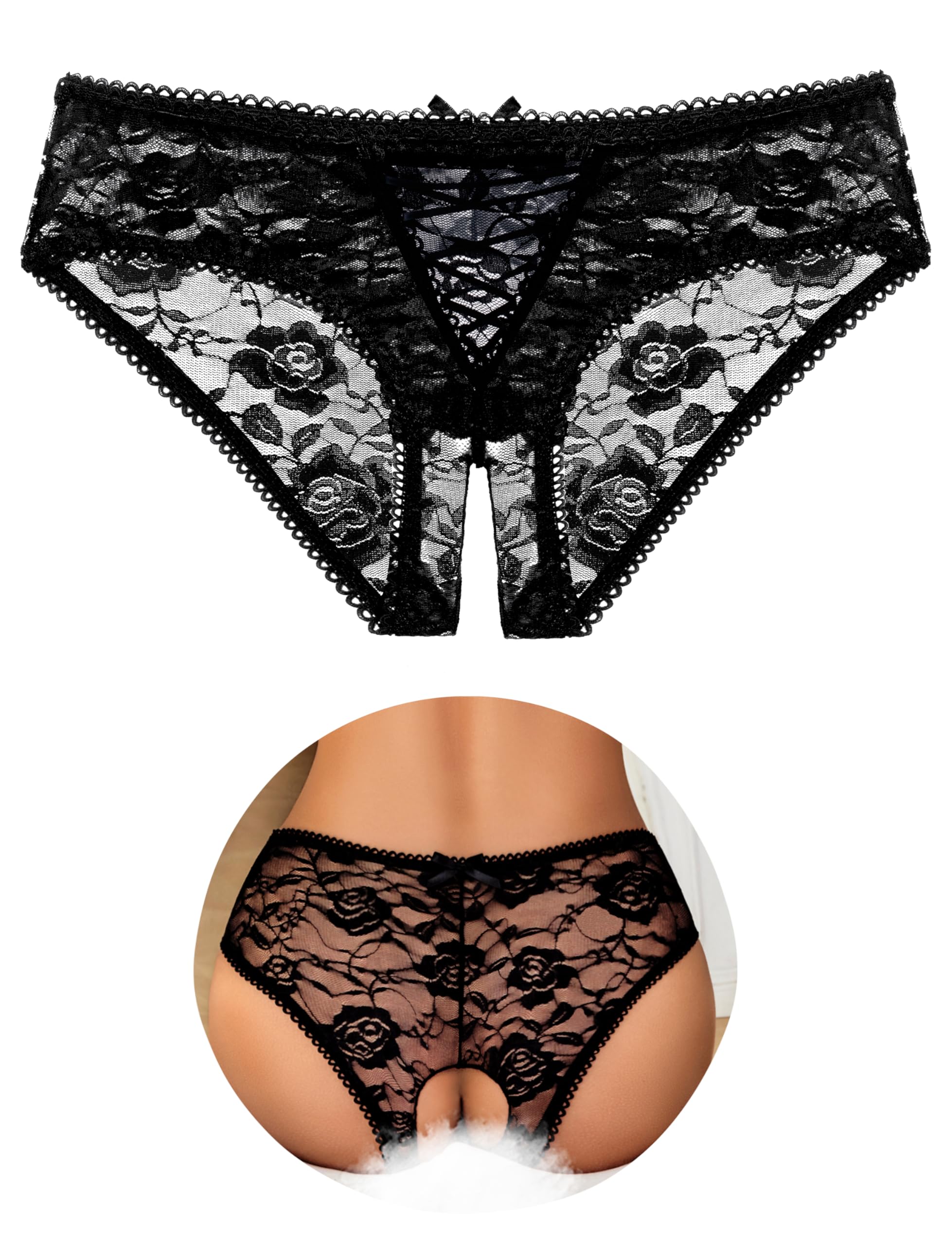 Brielle Crisscross Lace Crotchless Panty