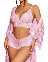 Midnight Romance Lace Robe 3 Piece Set