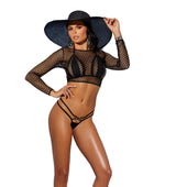 Luisa Long Sleeve Swim Cover-Up Crochet Top