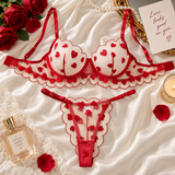Amorette Red Heart Bra & Panty Set