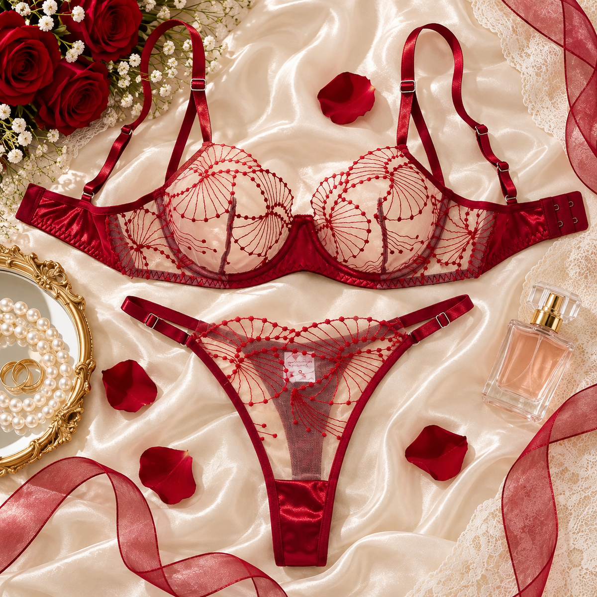 Arabella Crimson Bra & Panty Set