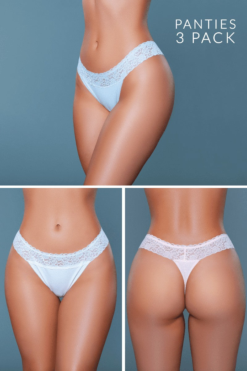 Robyn Floral Lace Thong (3 Pack)