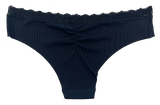 Laser Cut Rib Cheeky with Lace Waist, XS-2X
