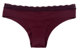 Laser Cut Rib Cheeky with Lace Waist, XS-2X