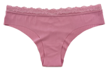 Laser Cut Rib Cheeky with Lace Waist, XS-2X