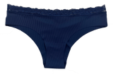 Laser Cut Rib Cheeky with Lace Waist, XS-2X