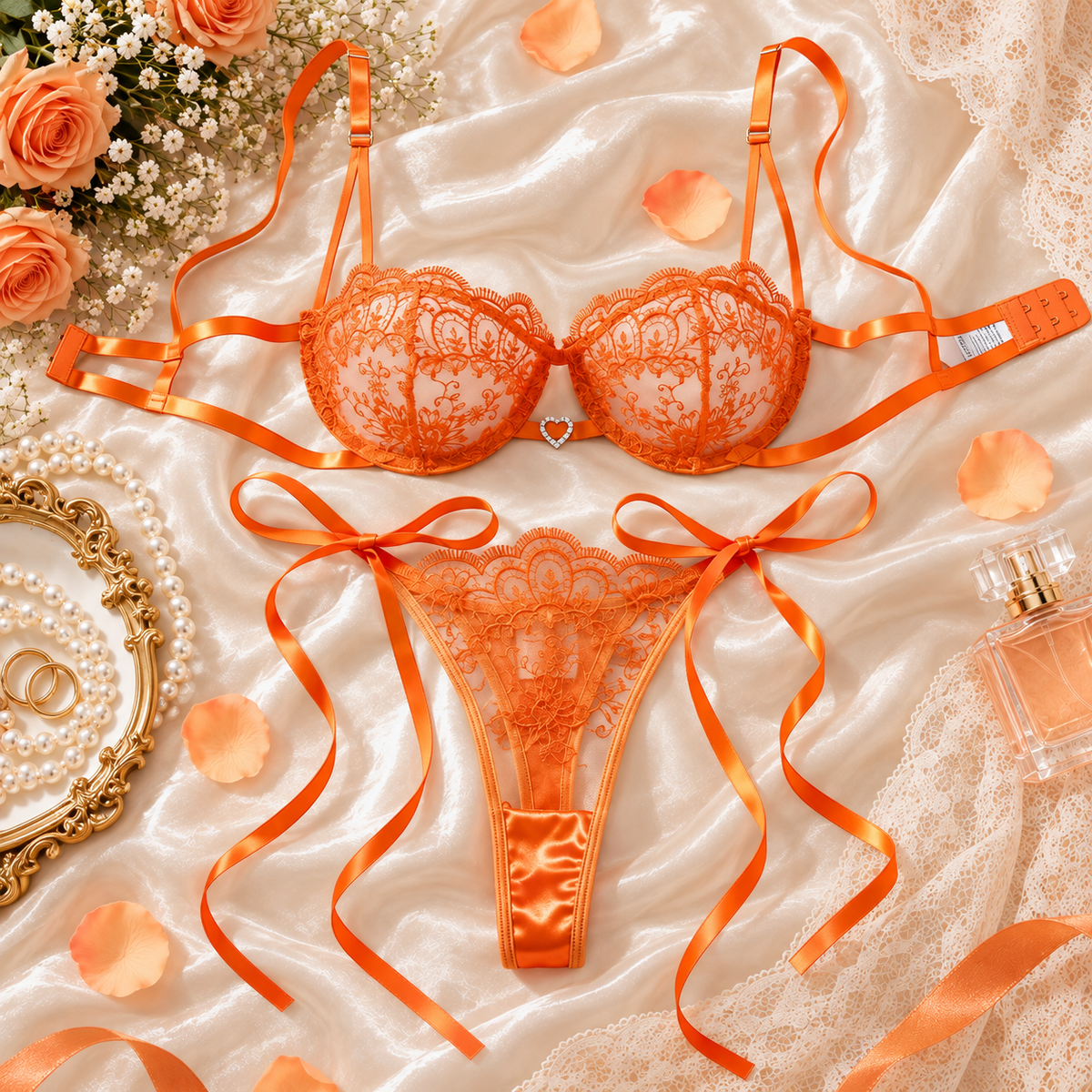 Clementine Orange Bra & Panty Set