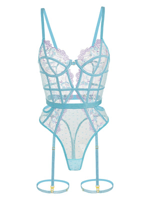 Indigo Dreams Floral French-inspired Sensual Bodysuit