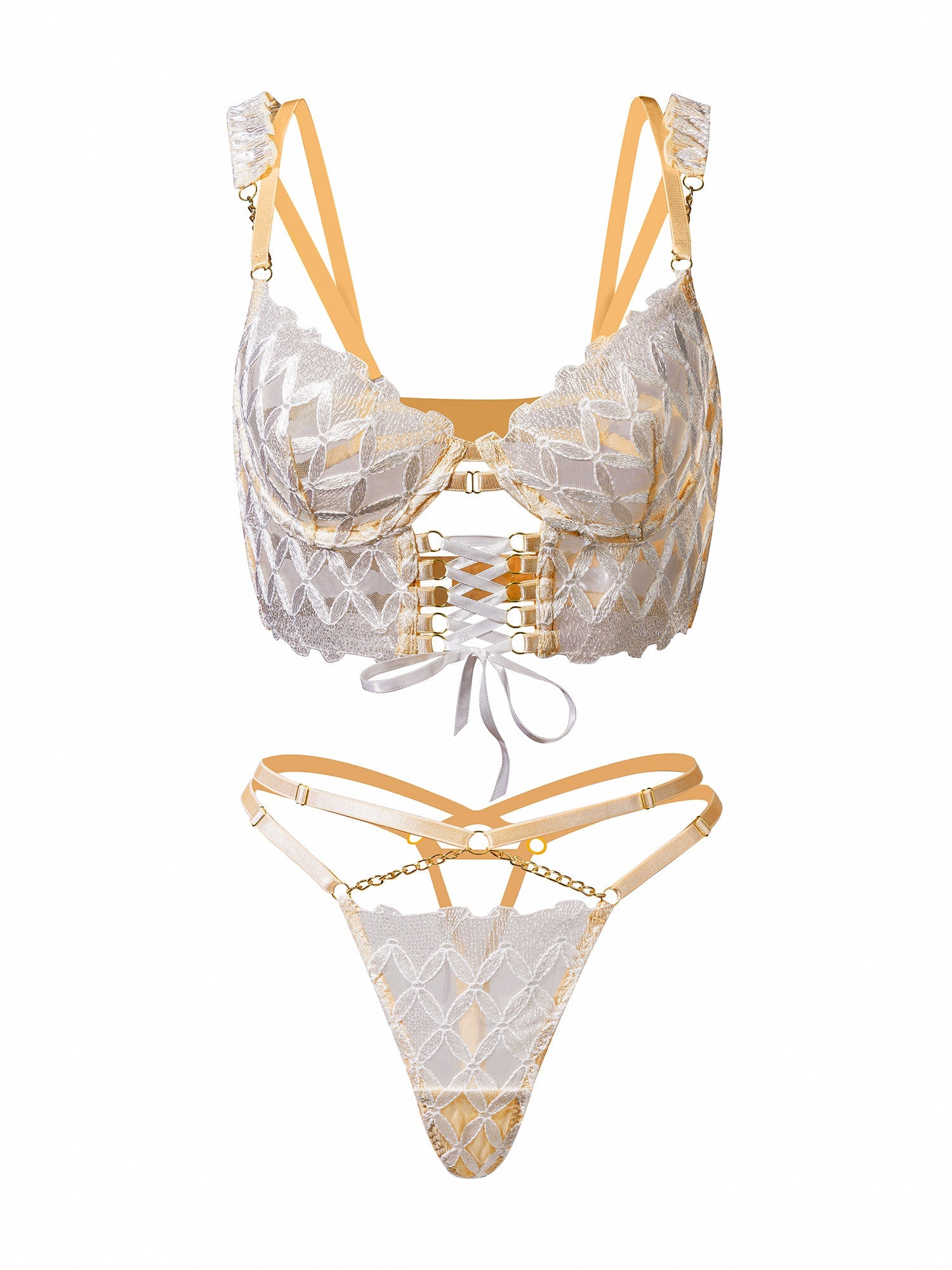 Delicate White Embroidery Lingerie Set | HelloLAGirl