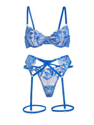 Floral Embroidery Lingerie Set