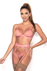 Lace Cage Bra and Garter Set