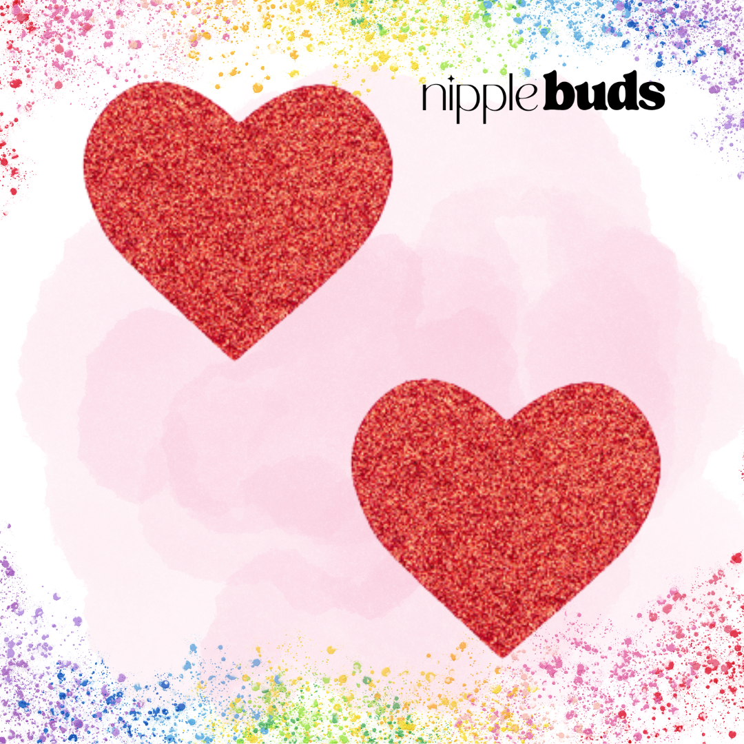 Red Glitter Heart Nipple Pasties