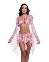 Sequin Butterfly Top & Skirt Set